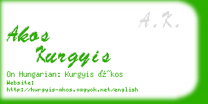 akos kurgyis business card